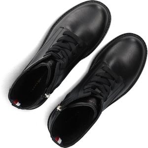 Tommy Hilfiger CHIC MID HEEL LEATHER LACE-UP Schnürstiefelette, Blockabsatz, Plateau, Schnürboots, Chunkyboots mit TH-Logo