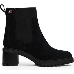 Tommy Hilfiger - Vlag MID Heel Suede Chelsea Enkellaarzen - Zwart - Suède