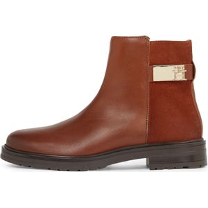 Tommy Hilfiger Stiefelette "TH LOGO LEATHER MIX CHELSEA", Blockabsatz, Businesschuh, Boots mit TH-Schmuckelement
