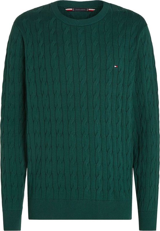 Tommy Hilfiger - Chain-Knit - Trui - Groen - 100% Katoen