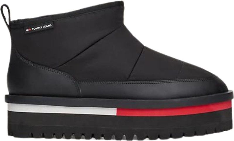 Tommy Hilfiger TJW Nylon Flatform Enkelboot - Dames - Zwart