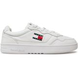 Tommy Hilfiger, Schoenen, Heren, Wit, 40 EU, Leer, Leren Cupsole Fine Cleat Sneakers