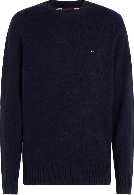 TOMMY HILFIGER - Trui - Marineblauw - Ronde Hals - Wol