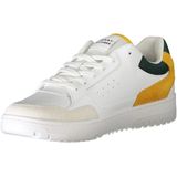 Tommy Hilfiger - Witte Sneakers - Heren - Leer - Met Groene en Mosterdgele Accenten