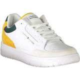Tommy Hilfiger - Witte Sneakers - Heren - Leer - Met Groene en Mosterdgele Accenten