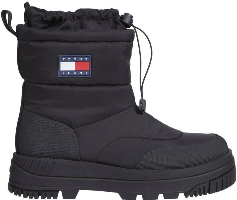 Tommy Jeans - Enkellaarsjes - Zwart - Gerecycled Polyester - Rubber Zool