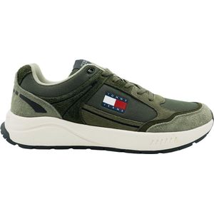 Tommy Jeans TJM RUNNER MIX MATERIAL Keilsneaker, Keilabsatz, Freizeitschuh, Halbschuh, Schnürschuh mit Logoflagge