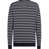 Tommy Hilfiger heren pullover Katoenen - donkerblauw met off white gestreept