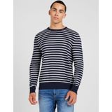 Tommy Hilfiger heren pullover Katoenen - donkerblauw met off white gestreept