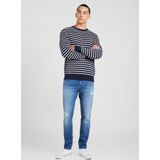 Tommy Hilfiger heren pullover Katoenen - donkerblauw met off white gestreept