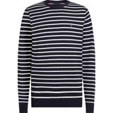 Tommy Hilfiger heren pullover Katoenen - donkerblauw met off white gestreept