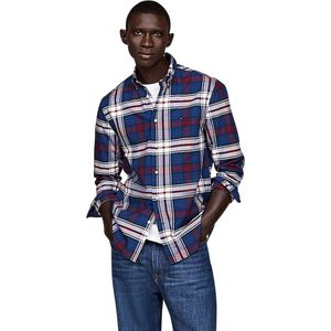 Tommy Hilfiger - Regular Fit Overhemd - Donkerblauw Geruit - Katoen