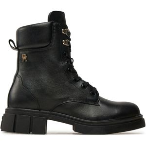 Tommy Hilfiger - Lace-up Biker - Bikerboots - Zwart - Leer