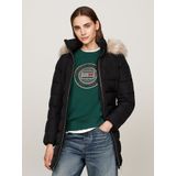 Tommy Hilfiger - WW0WW43234 - Lange Gewatteerde Jas - Zwart - Gerecycled Polyester