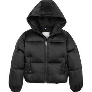Tommy Hilfiger Kids New York Satijnen Puffer Jas - Zwart - Girls - 8 jaar
