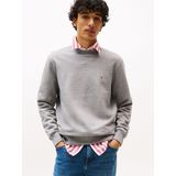 Tommy Hilfiger - Sweatshirt - Grijs - Katoen - Ronde Hals met Vlag-Borduring