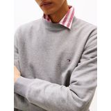 Tommy Hilfiger - Sweatshirt - Grijs - Katoen - Ronde Hals met Vlag-Borduring