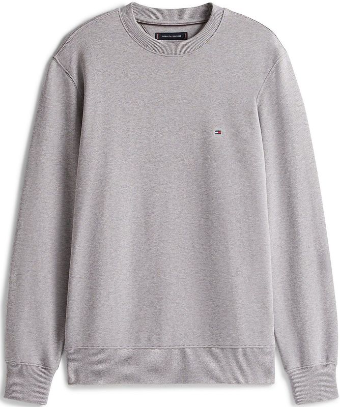 Tommy Hilfiger - Sweatshirt - Grijs - Katoen - Ronde Hals met Vlag-Borduring