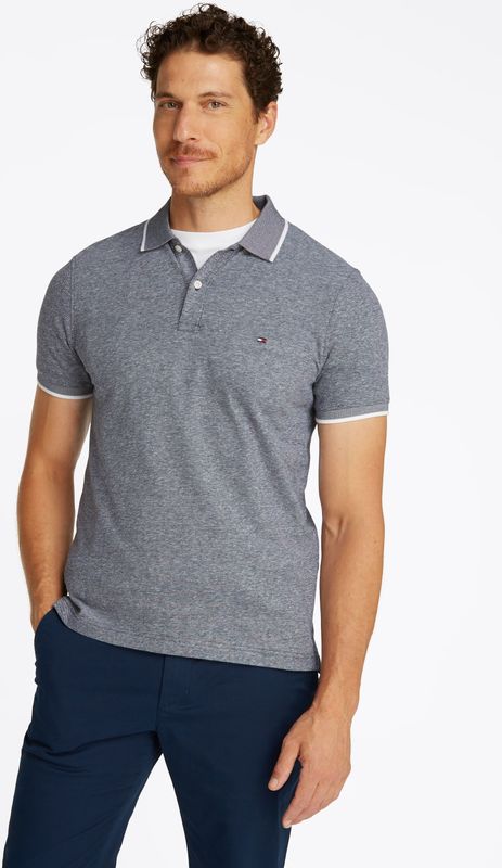 Tommy Hilfiger - Poloshirt - Blauw - Mix van Katoen en Linnen