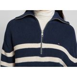 Tommy Hilfiger Cardigan Dames Trui Gebreid Katoen - Blauw/Wit