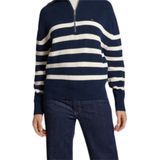 Tommy Hilfiger Cardigan Dames Trui Gebreid Katoen - Blauw/Wit