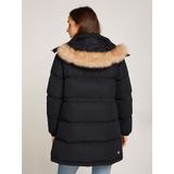 Tommy Jeans - Midi Alaska Faux Fur Jacket - Zwart - Gerecycled Polyester