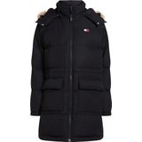 Tommy Jeans - Midi Alaska Faux Fur Jacket - Zwart - Gerecycled Polyester