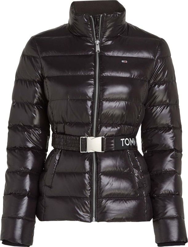 Tommy Jeansvoor vrouwen. DW0DW18826 Donzen jas met witte riem (M), Casual, Duurzaam, Gerecycled nylon