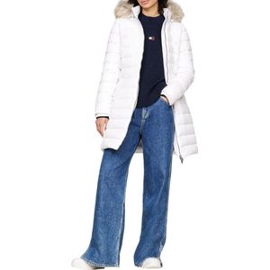 Tommy Jeans Dames TJW ESSENTIAL HOODED DOWN COAT DW0DW18864 Puffer Coat, wit (wit), XXS, Wit (wit), XXS