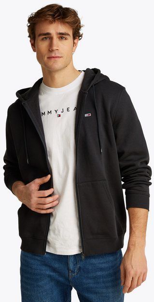 Tommy Jeans - Flag Zip Hoodie - Heren - Zwart - Katoen