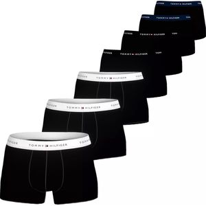 Tommy Hilfiger trunk (7-pack), heren boxers normale lengte, zwart met gekleurde tailleband