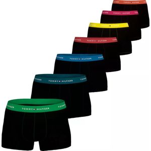 Tommy Hilfiger trunk (7-pack), heren boxers normale lengte, zwart met gekleurde tailleband