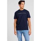 Tommy Jeans - Shirt - Donkerblauw/Wit - Ronde Hals - Kwartmouw