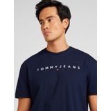 Tommy Jeans - Shirt - Donkerblauw/Wit - Ronde Hals - Kwartmouw