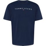 Tommy Jeans - Shirt - Donkerblauw/Wit - Ronde Hals - Kwartmouw