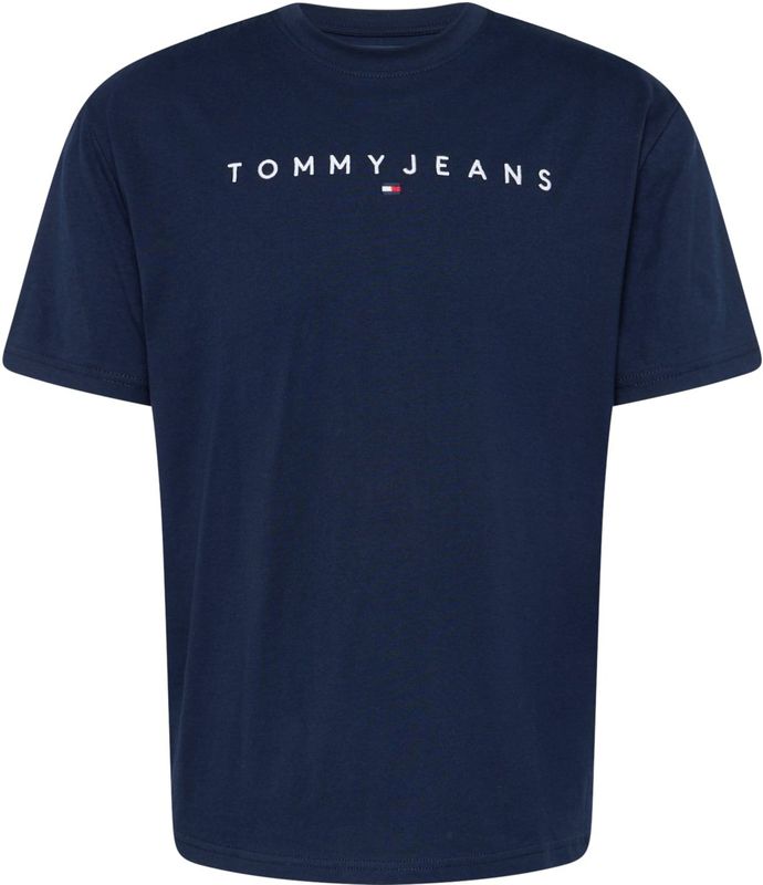 Tommy Jeans - Shirt - Donkerblauw/Wit - Ronde Hals - Kwartmouw