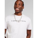 Tommy Jeans - Shirt - Grijs Gemêleerd/Zwart - Kwartmouw - Ronde Hals