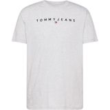 Tommy Jeans - Shirt - Grijs Gemêleerd/Zwart - Kwartmouw - Ronde Hals