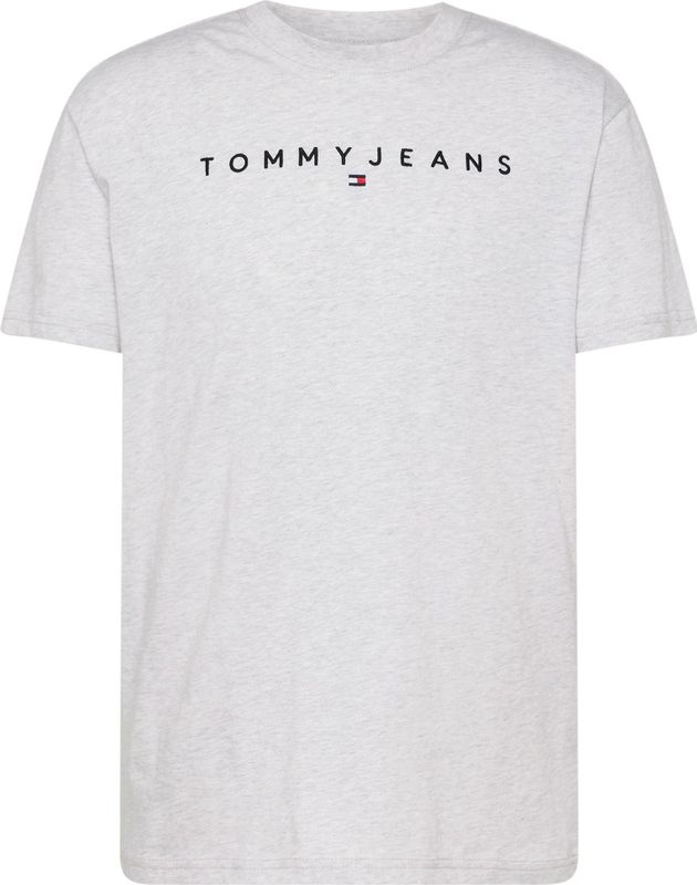 Tommy Jeans - Shirt - Grijs Gemêleerd/Zwart - Kwartmouw - Ronde Hals