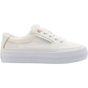 Tommy Hilfiger Plateausneaker »ESSENTIAL VULC TEXTILE SNEAKER«, Freizeitschuh, Halbschuh, Schnürschuh mit goldfarbenen Details