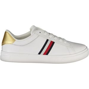 Tommy Hilfiger - ESSENTIAL COURT SNEAKER STRPS - Vrijetijdsschoen - Wit/goudkleur