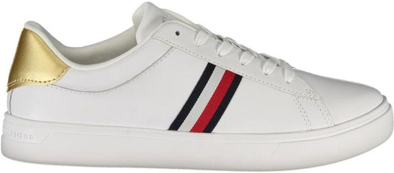 Tommy Hilfiger - ESSENTIAL COURT SNEAKER STRPS - Vrijetijdsschoen - Wit/goudkleur