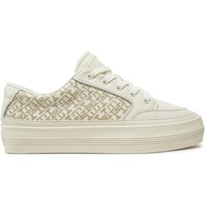 Tommy Hilfiger Vrouwen Vulc Lederen Sneaker Monogram - Geel