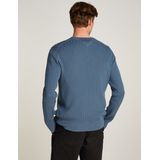 Tommy Hilfiger - Gebreide Trui - Blauw - Katoen - Geribbelde Ronde Hals