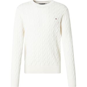 Tommy Hilfiger - Classic Cotton Cable Crew Neck - Pullover - Wit - Katoen