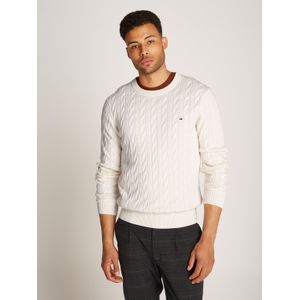 Tommy Hilfiger - Classic Cotton Cable Crew Neck - Pullover - Wit - Katoen