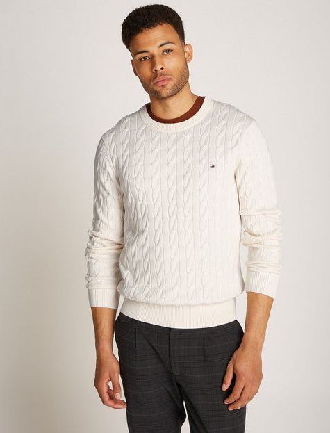 Tommy Hilfiger - Katoenen Kabel Gebreide Trui - Avorio - Katoen
