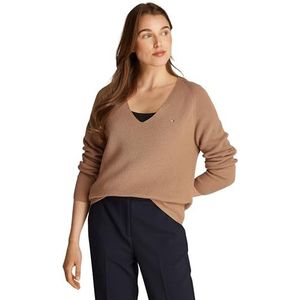 Tommy Hilfiger Dames CO Cardi Stitch V-NK LS WW0WW44452 pullovertrui, kaki, XXS, Kaki (Safari Canvas), XXS