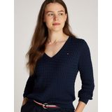 TOMMY HILFIGER Trui 'Cable'  navy / donkerblauw / rood / wit