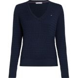 TOMMY HILFIGER Trui 'Cable'  navy / donkerblauw / rood / wit